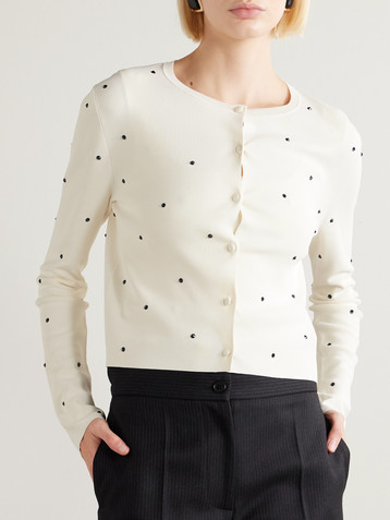 Altuzarra Dorrie cropped crystal-embellished knitted cardigan