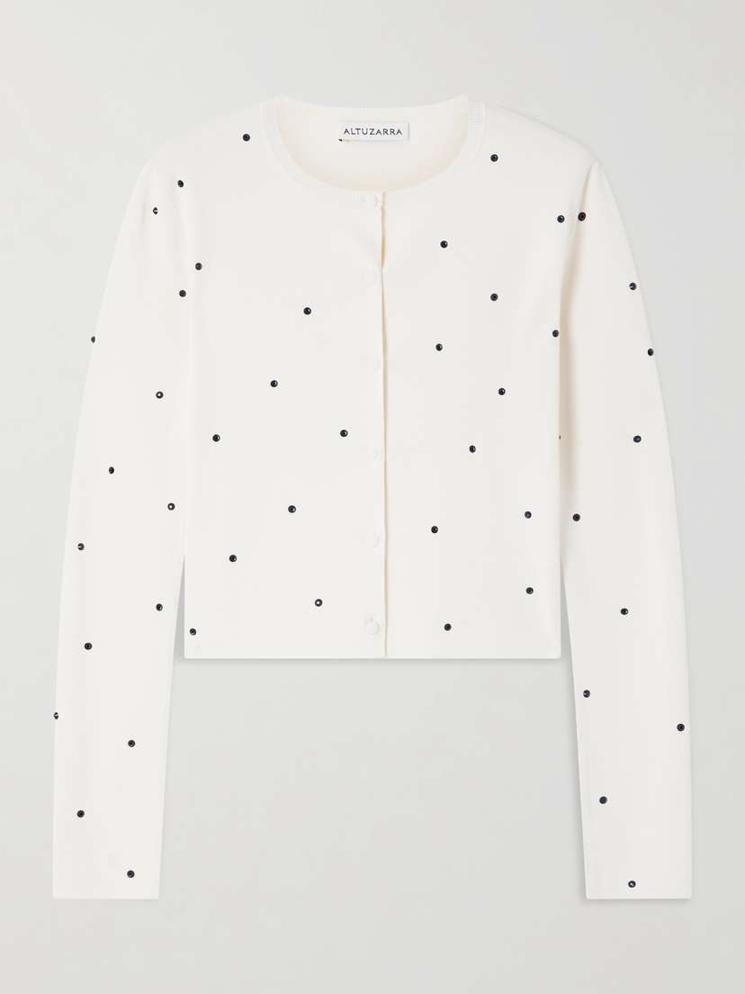 Altuzarra Dorrie Cropped Crystal-embellished Knitted Cardigan