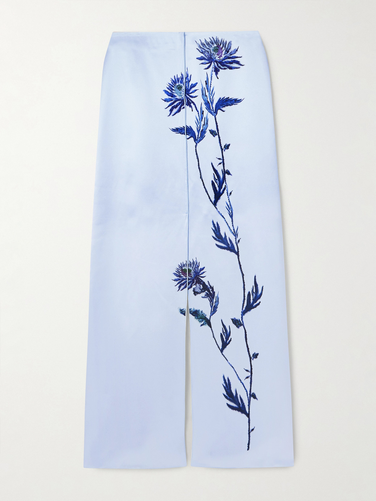 Altuzarra Kat Floral-print Silk-satin Maxi Skirt In Blue