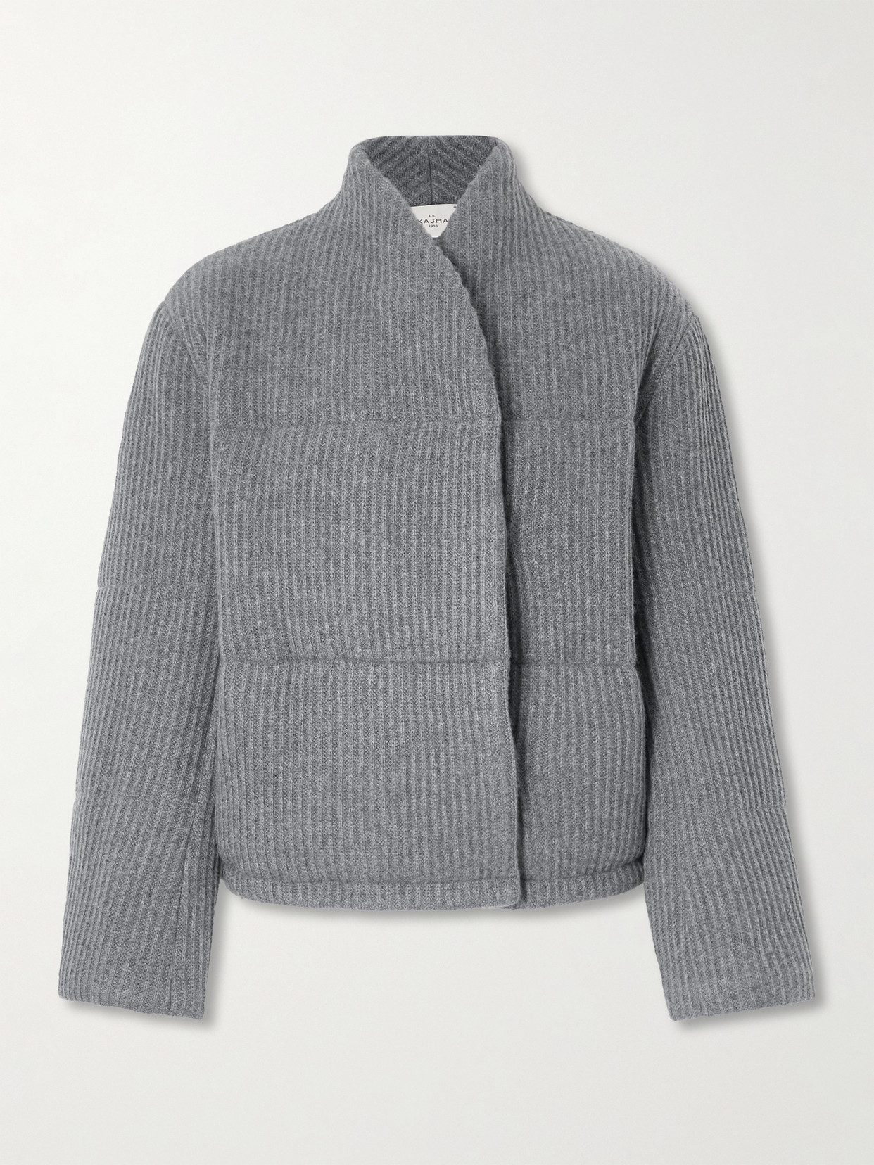 Le Kasha Linz Padded Ribbed Cashmere Jacket In Gray