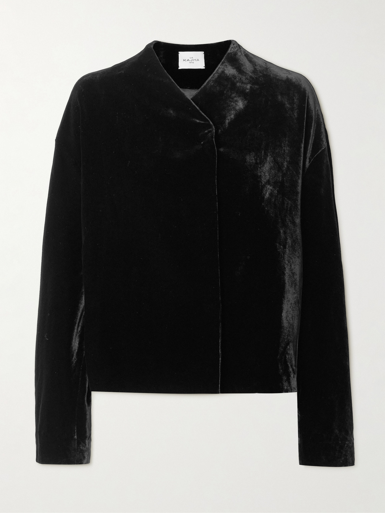 Le Kasha Dodav Velvet Wrap Jacket In Black