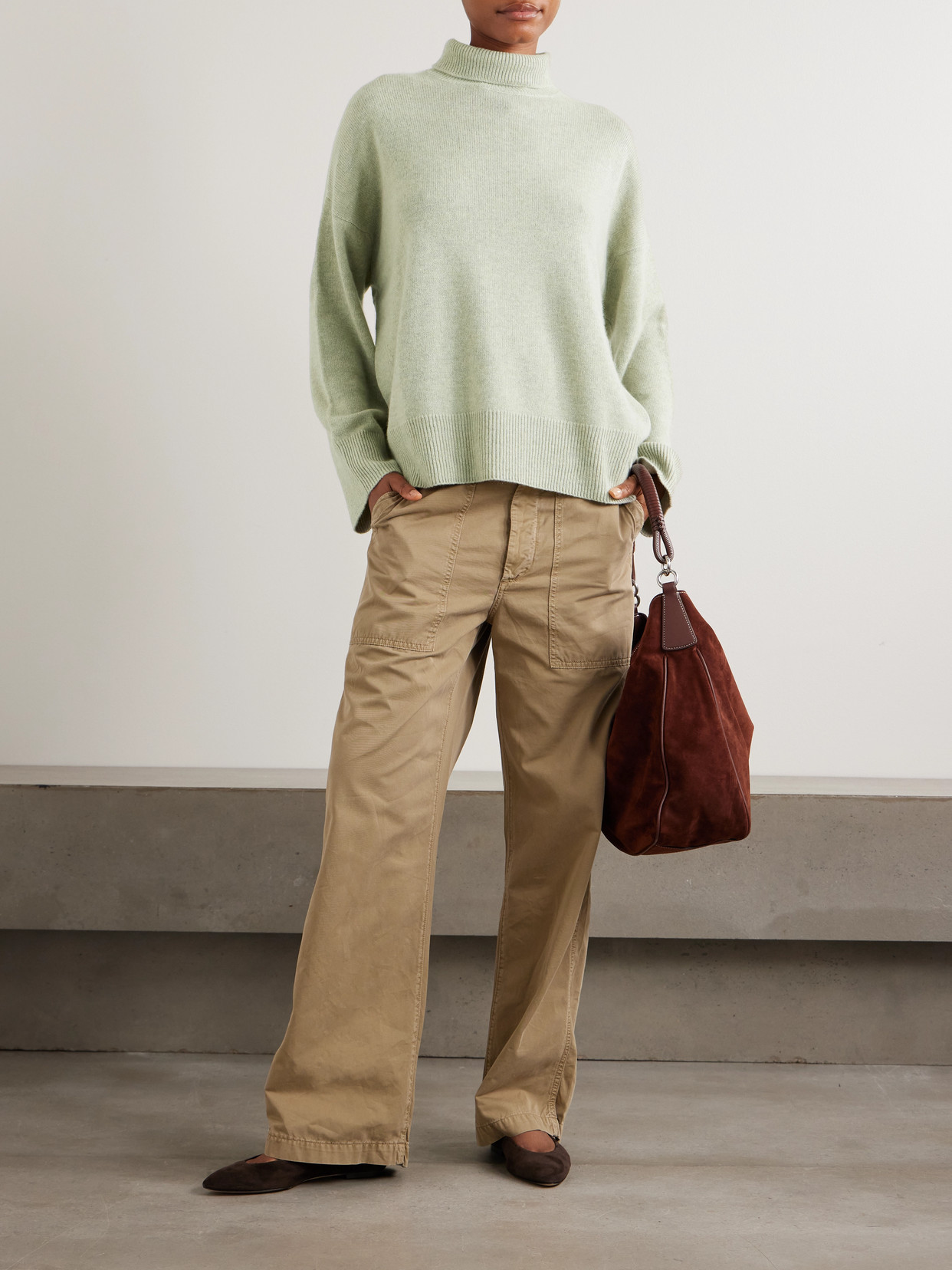 Le Kasha Organic Cashmere Turtleneck Sweater In Green