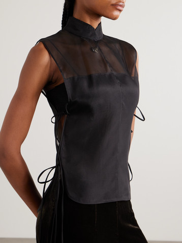 Le Kasha Anzio tie-detailed silk-tulle top