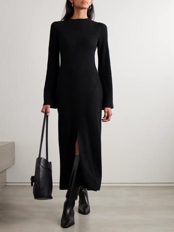 Le Kasha Logan ribbed organic cashmere midi dress