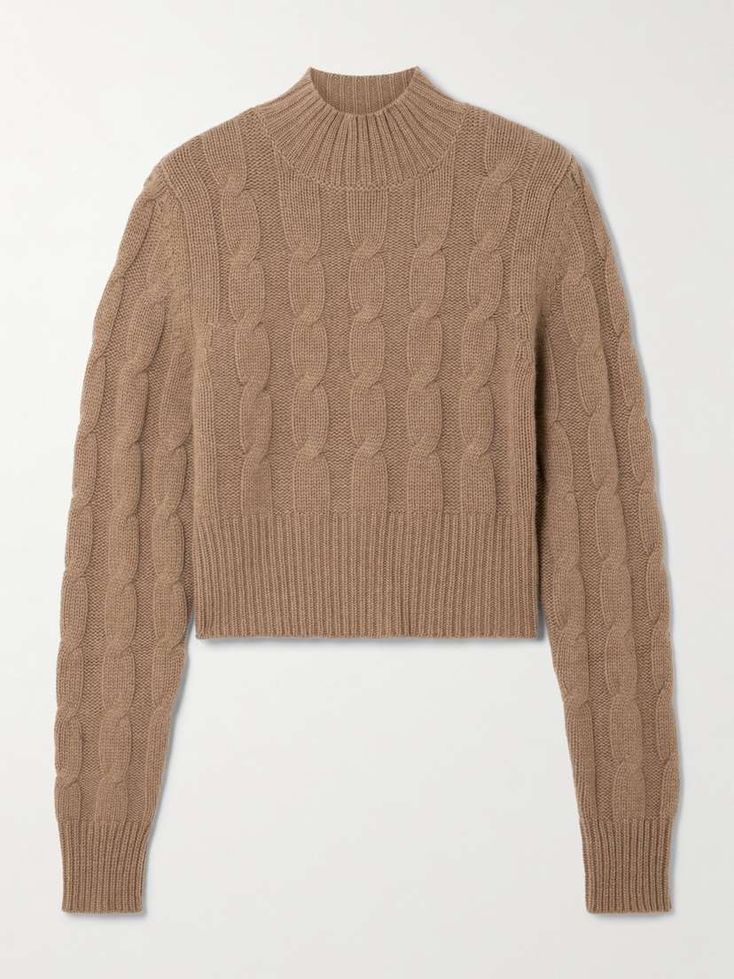 Le Kasha Murano Cropped Cable-knit Organic Cashmere Turtleneck Sweater