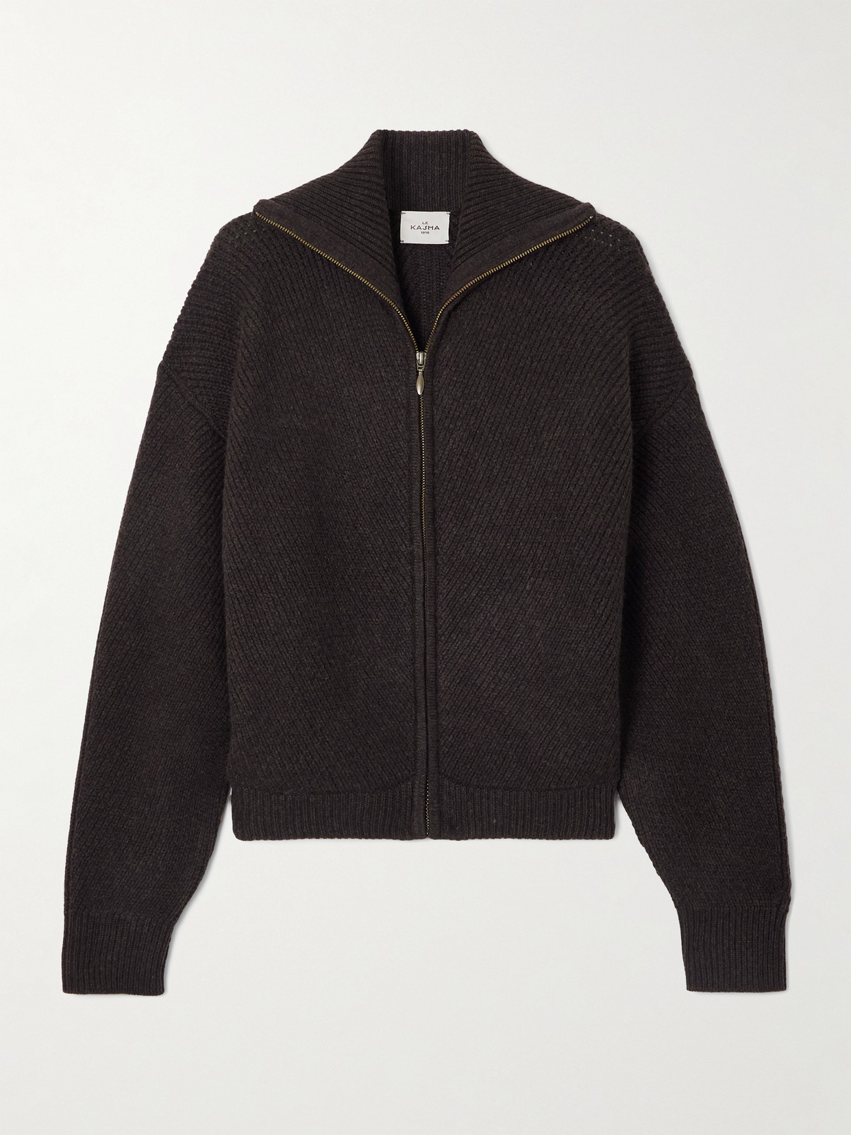 Le Kasha Torsby Ribbed Organic Cashmere Cardigan In Brown