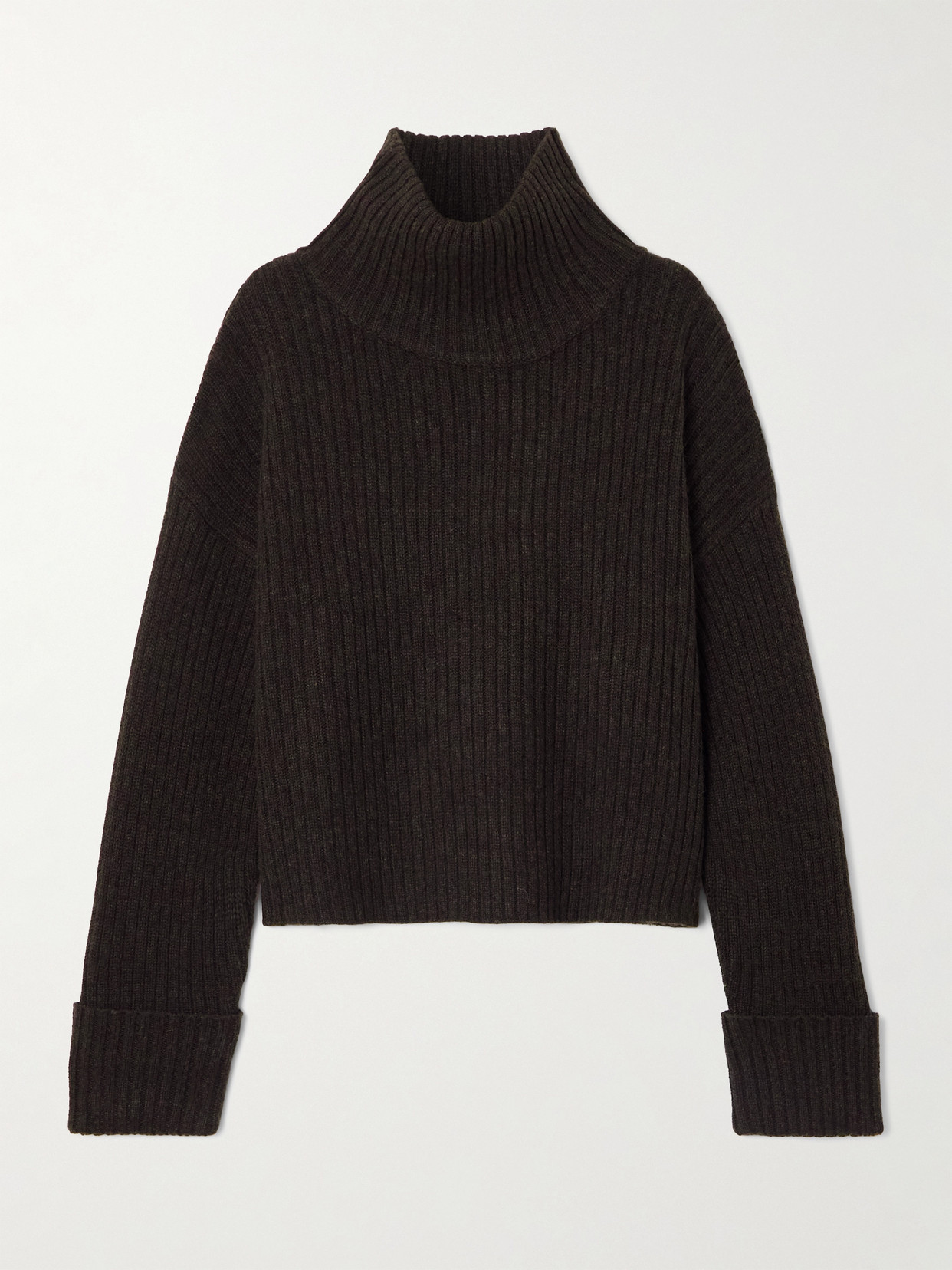Le Kasha Galway Ribbed Cashmere Turtleneck Sweater In Brown