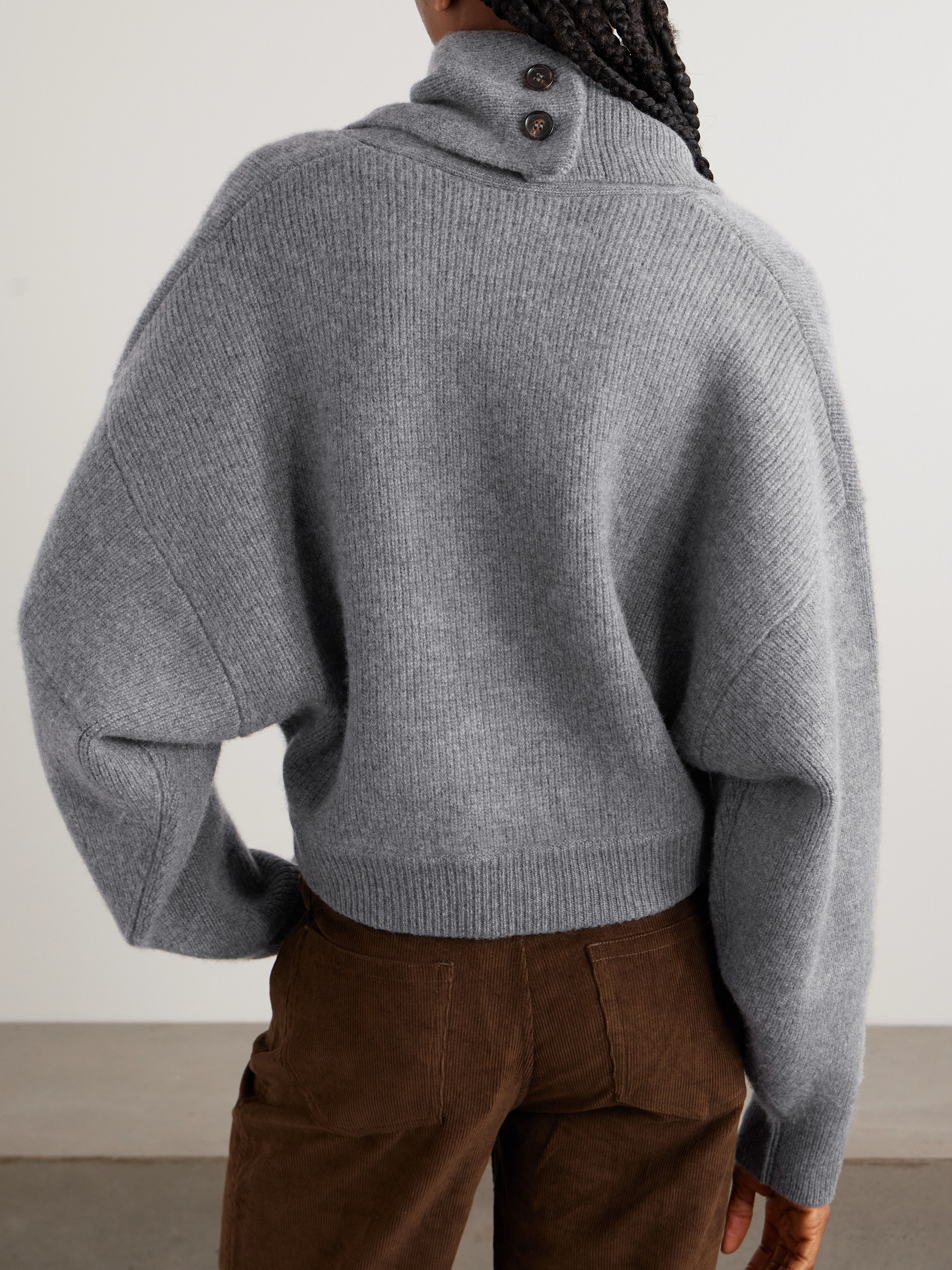 Le Kasha Derios convertible cashmere turtleneck cardigan