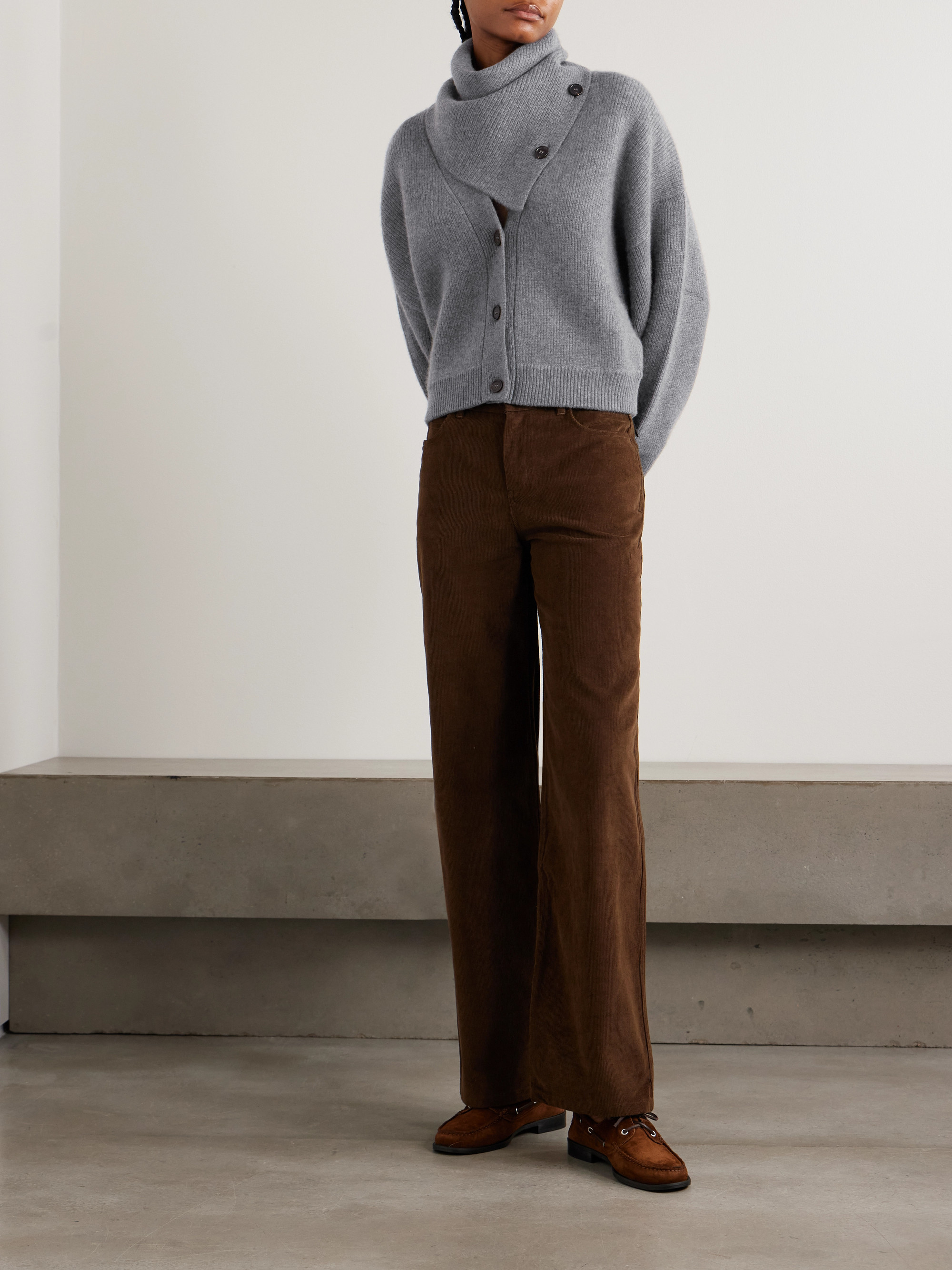 Le Kasha Derios convertible cashmere turtleneck cardigan