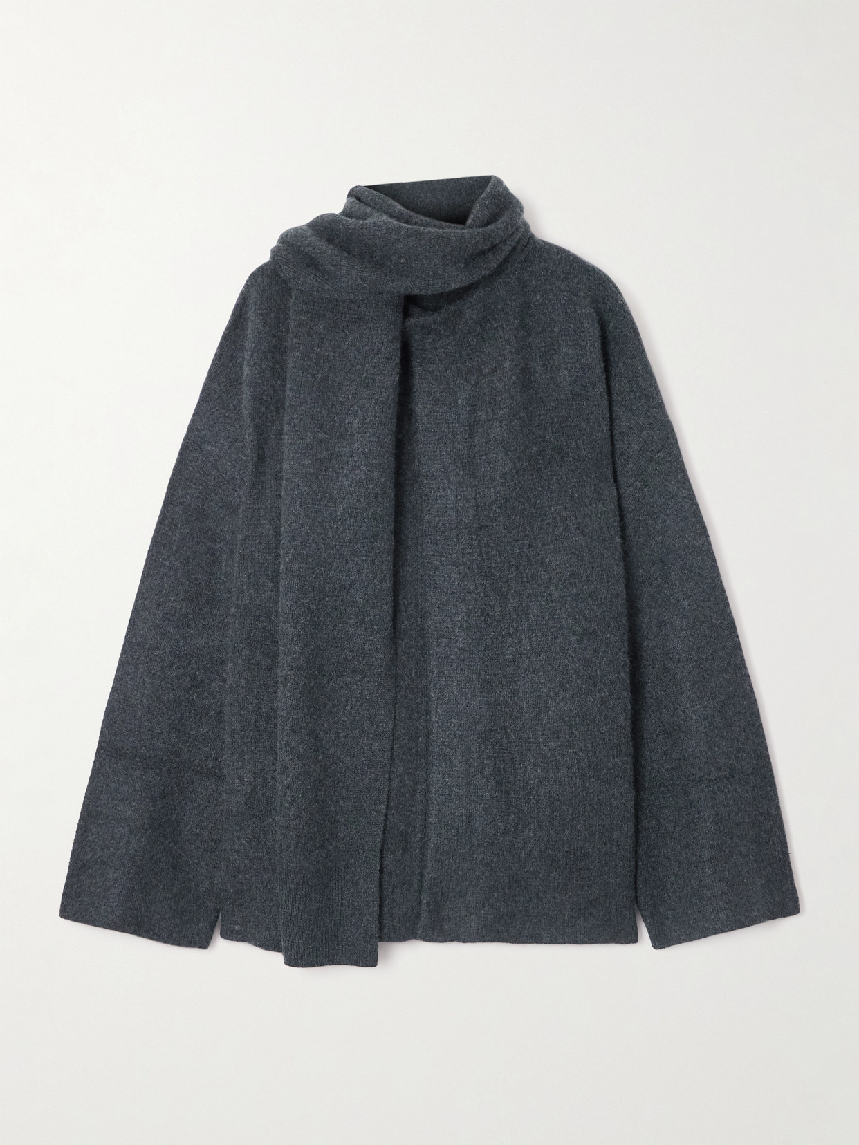 Le Kasha Spain Scarf-effect Organic Cashmere Cardigan In Gray
