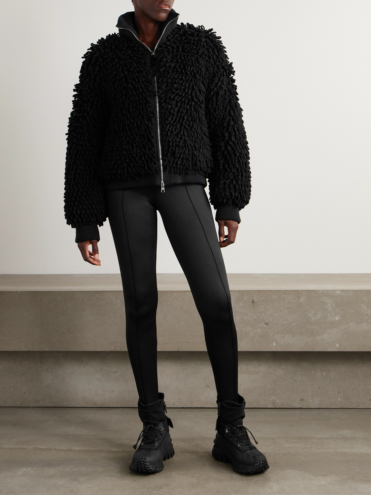 Moncler Genius + Edward Enninful Wool-blend Zip-up Cardigan In Black