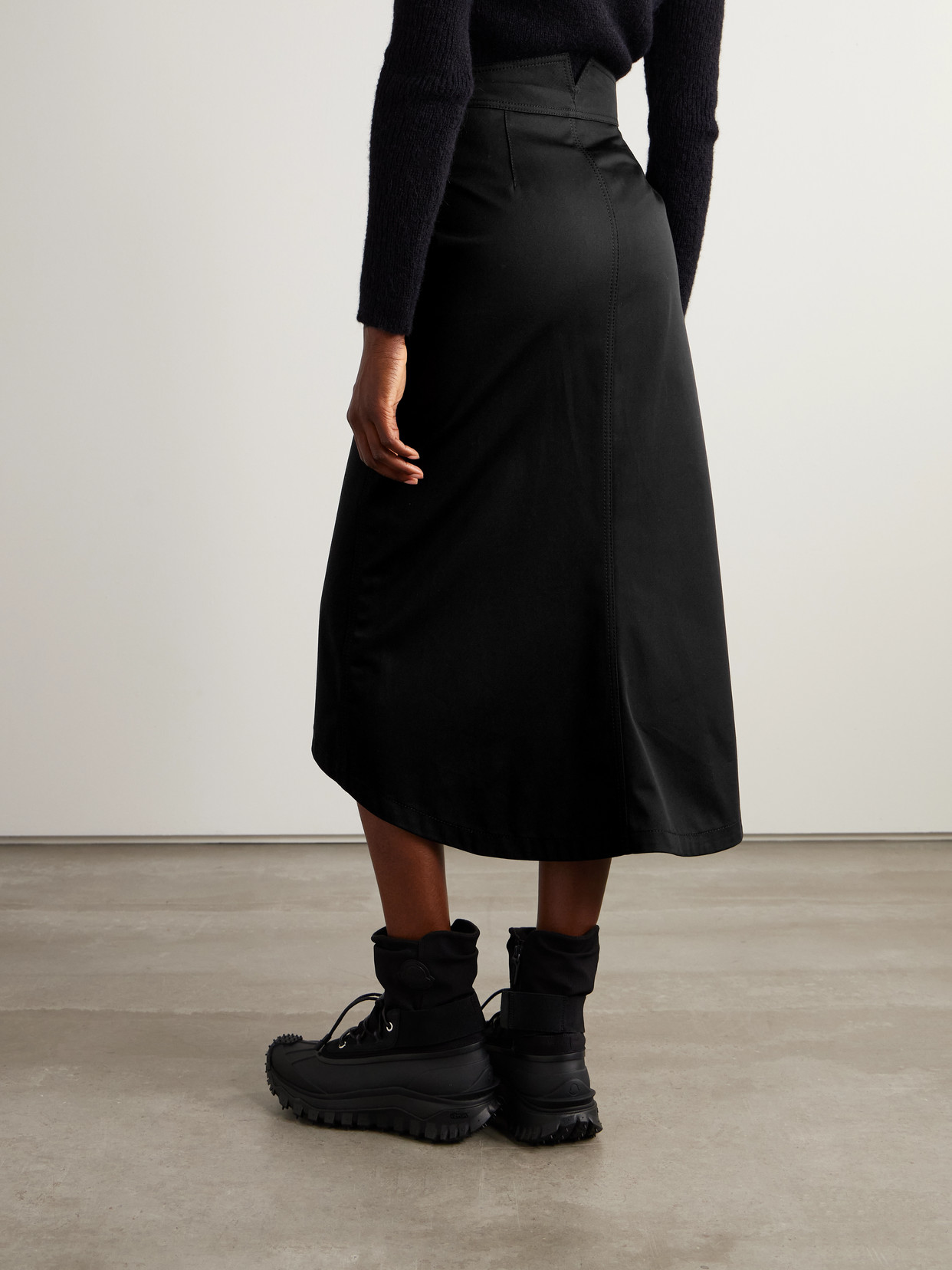 Moncler Genius + Edward Enninful Cotton-twill Midi Skirt In Black