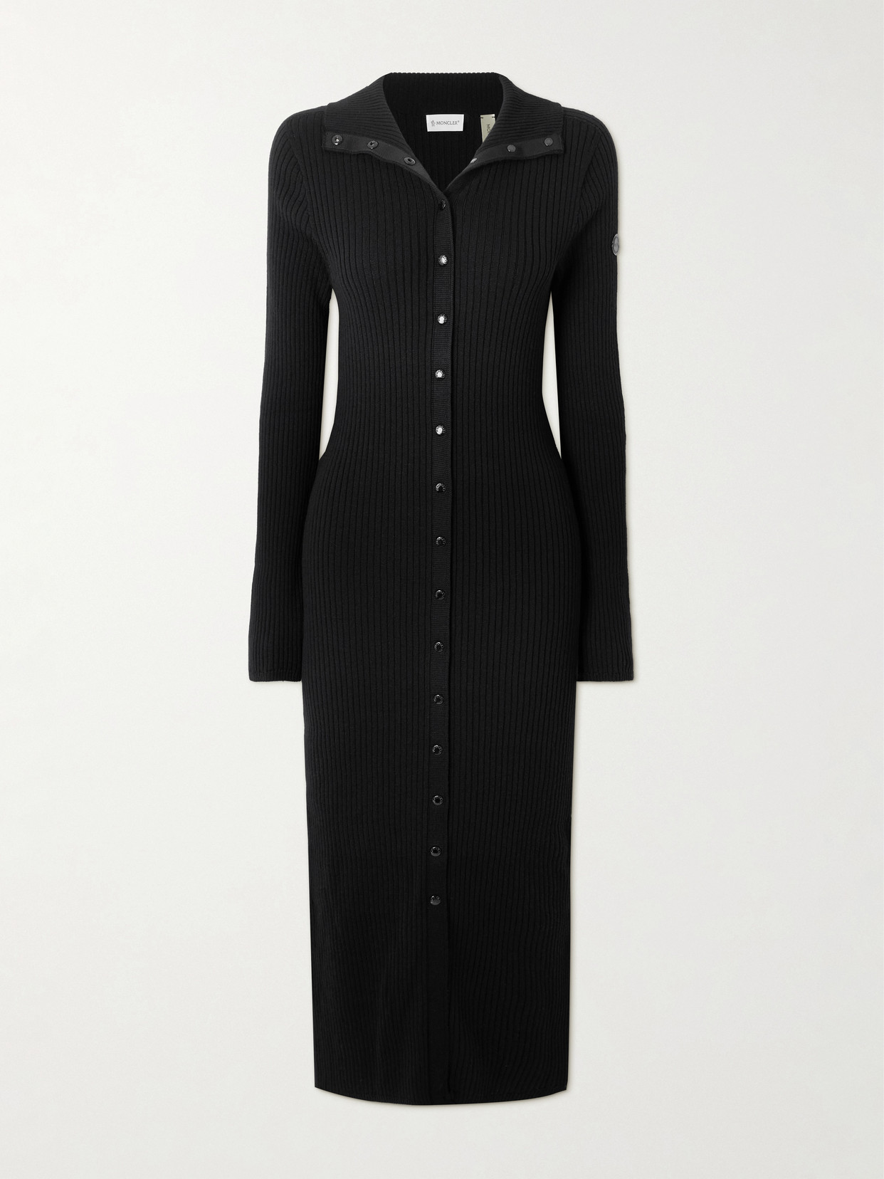 Moncler Genius + Edward Enninful Ribbed Wool Midi Dress In Black