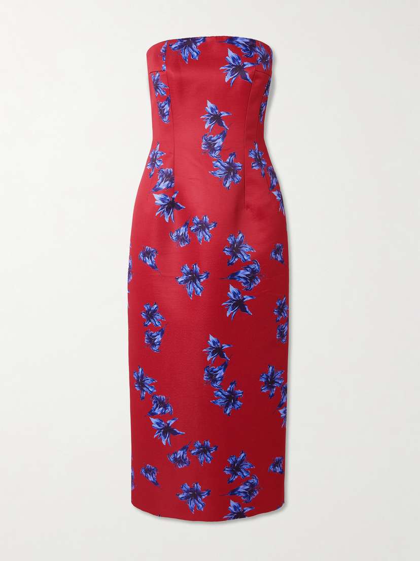 Emilia Wickstead Leila Strapless Floral-print Faille Midi Dress