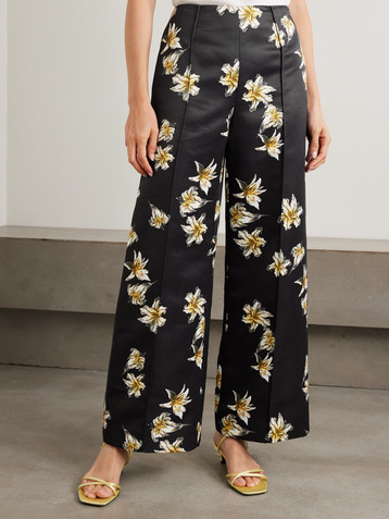 Emilia Wickstead Daffy paneled floral-print faille wide-leg pants