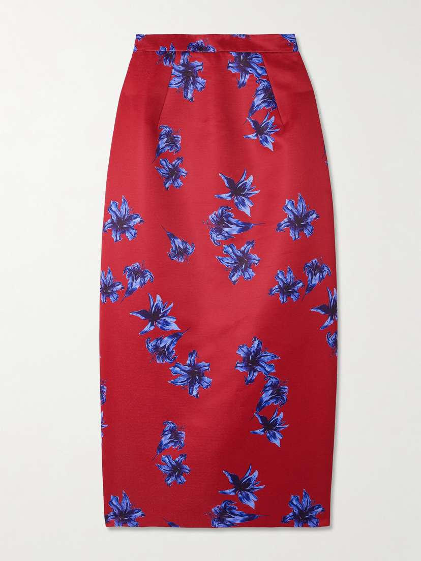 Lorelei Floral-print Faille Midi Skirt