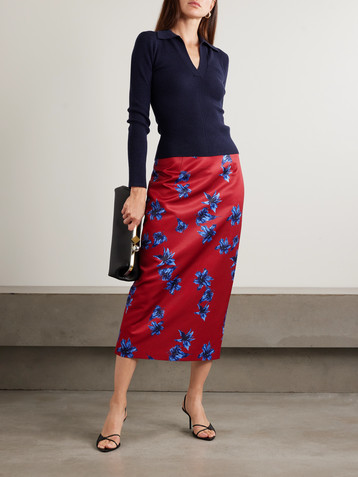 Emilia Wickstead Lorelei floral-print faille midi skirt
