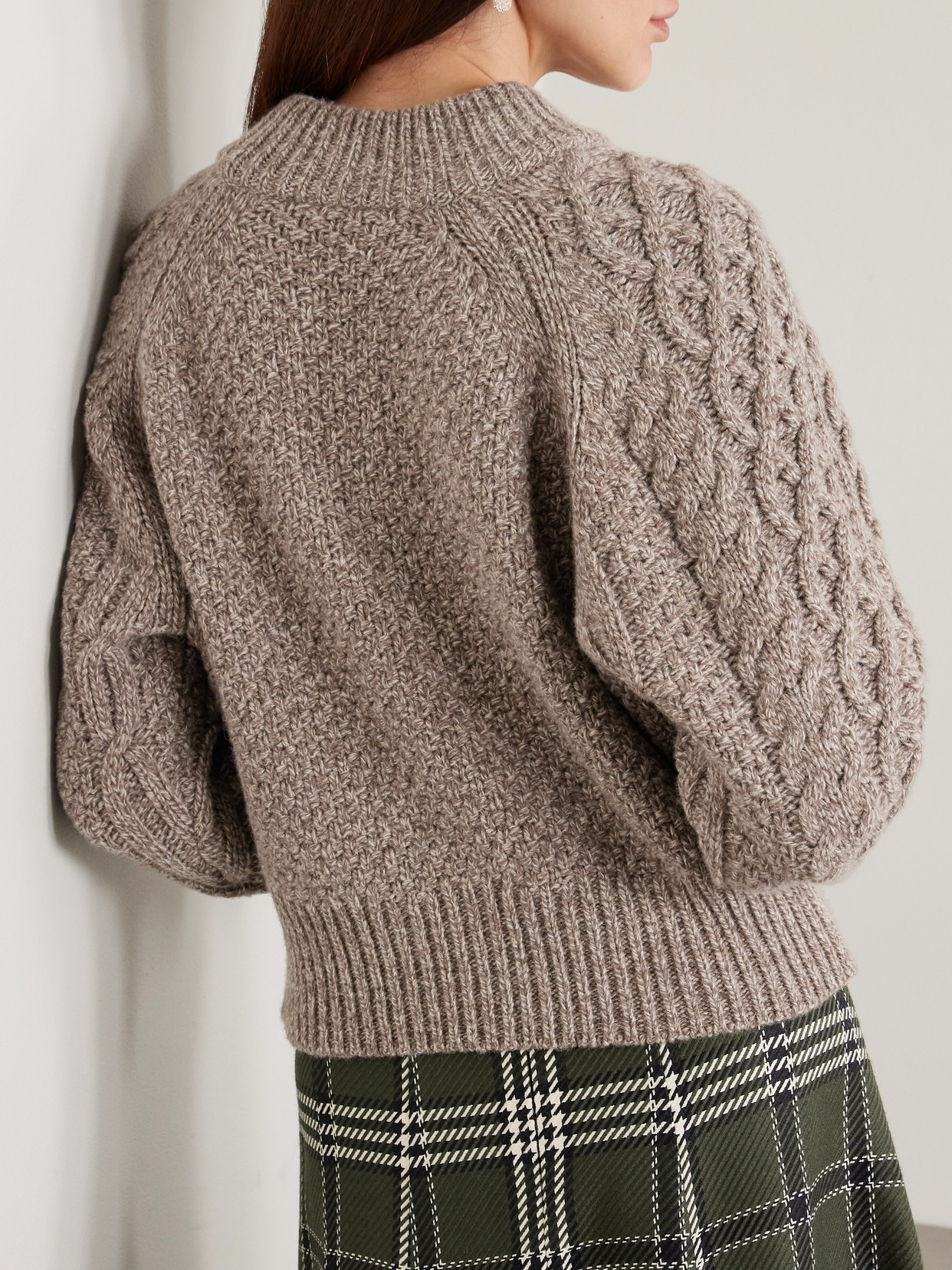 Emilia Wickstead Emory Cropped Cable-knit Wool-blend Sweater In Brown