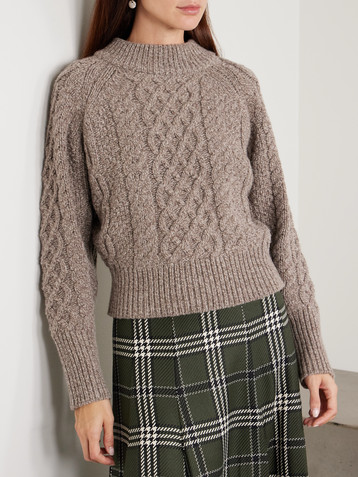 Emilia Wickstead Emory cropped cable-knit wool-blend sweater