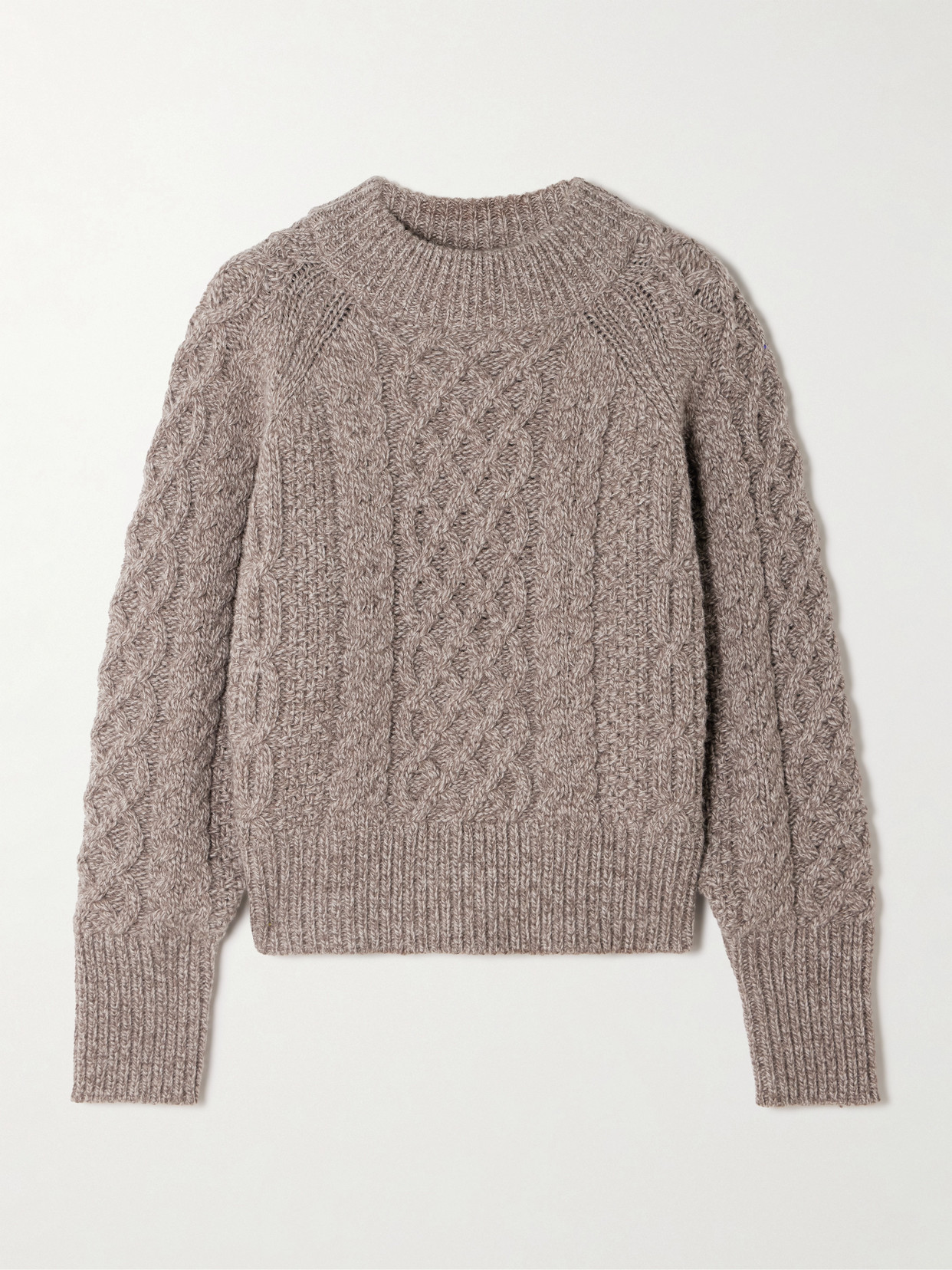 Emilia Wickstead Emory Cropped Cable-knit Wool-blend Sweater In Brown