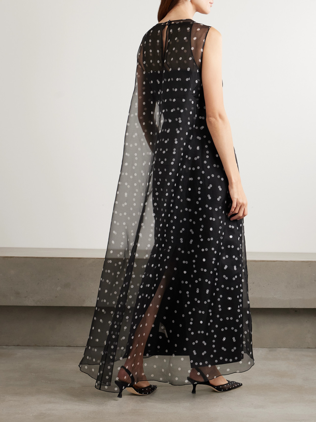 Emilia Wickstead Selina Polka-dot Silk Organza And Faille Dress In Black