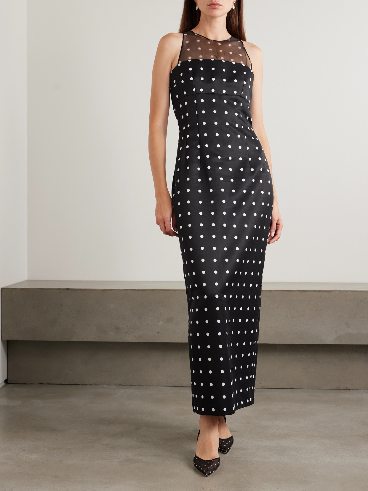Emilia Wickstead Selina Polka-dot Silk Organza And Faille Dress In Black