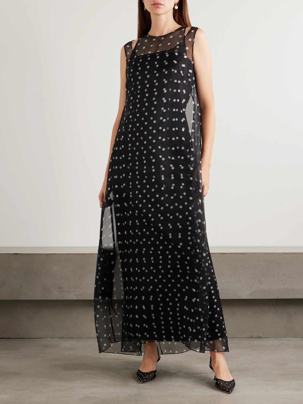 Emilia Wickstead Selina Polka-dot Silk Organza And Faille Dress In Black