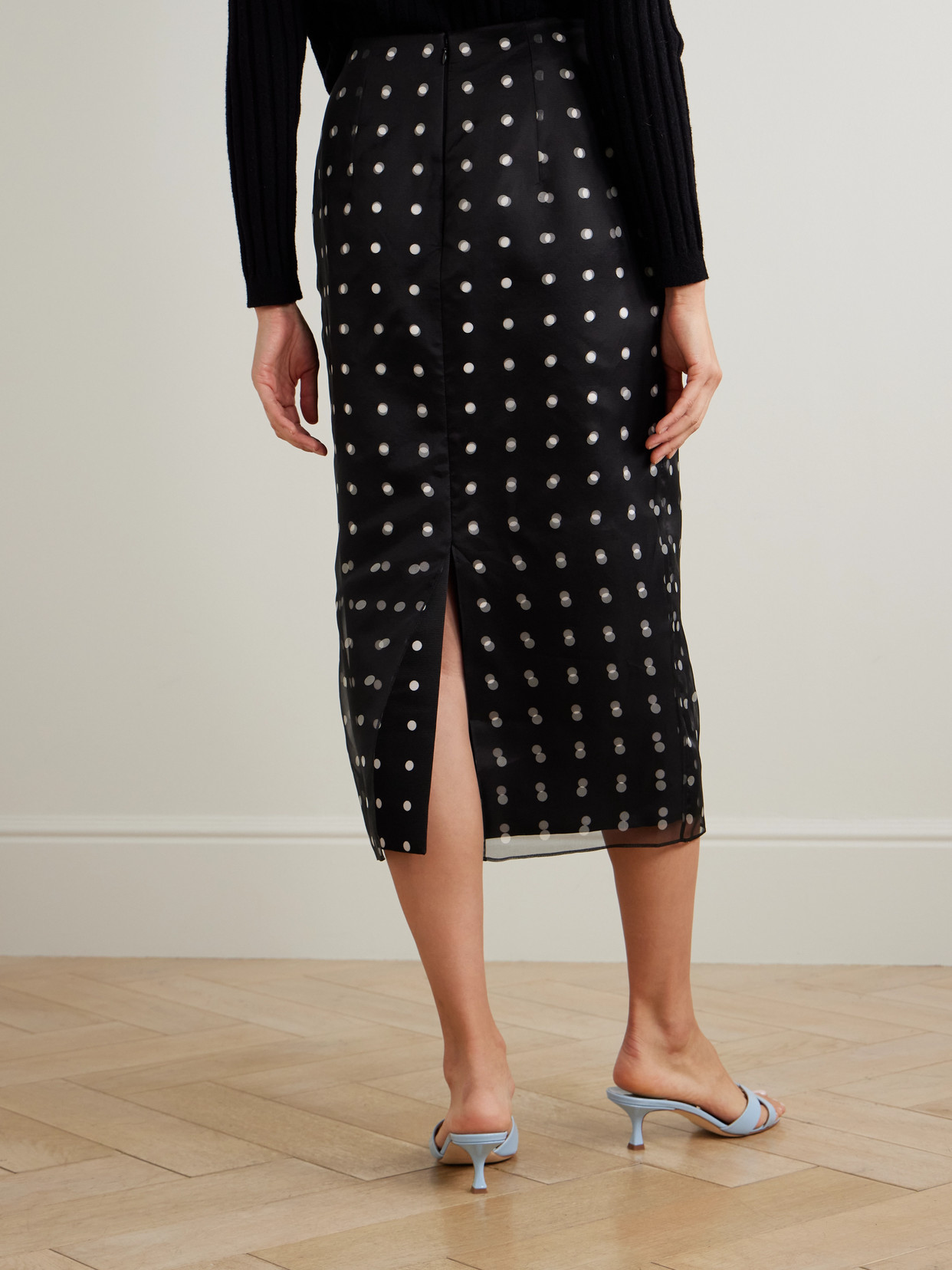 Emilia Wickstead Bethan Layered Polka-dot Recycled-organza And Faille Skirt In Black