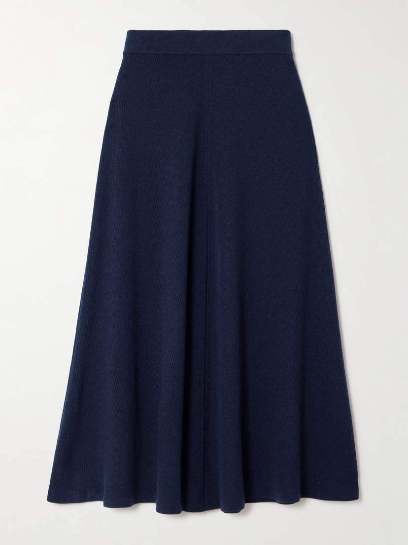 Emilia Wickstead Dorian Ribbed Wool Midi Skirt