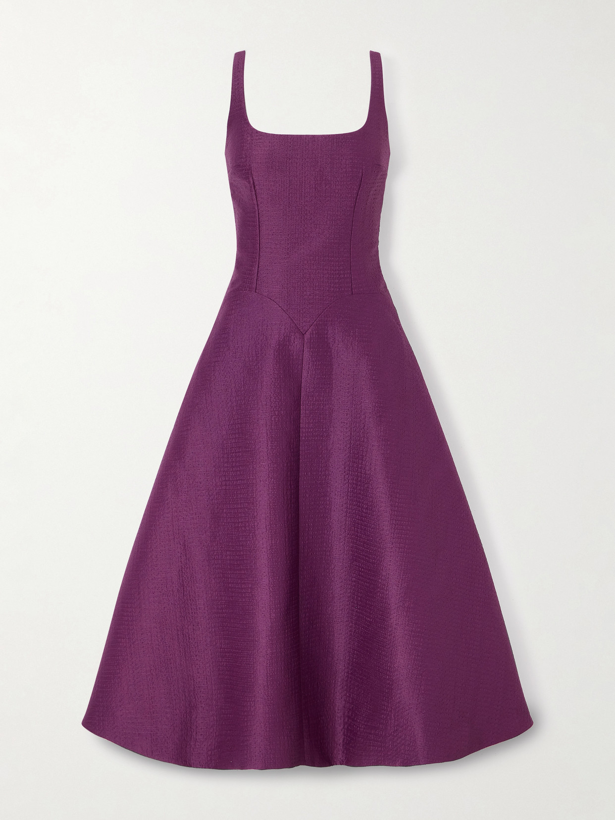 Emilia Wickstead Letisha Textured-satin Midi Dress In Purple