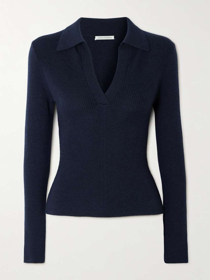 Emilia Wickstead Austin Ribbed Wool Polo Shirt