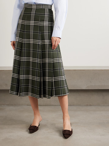Emilia Wickstead - Kensie checked wool-blend midi skirt | Plush