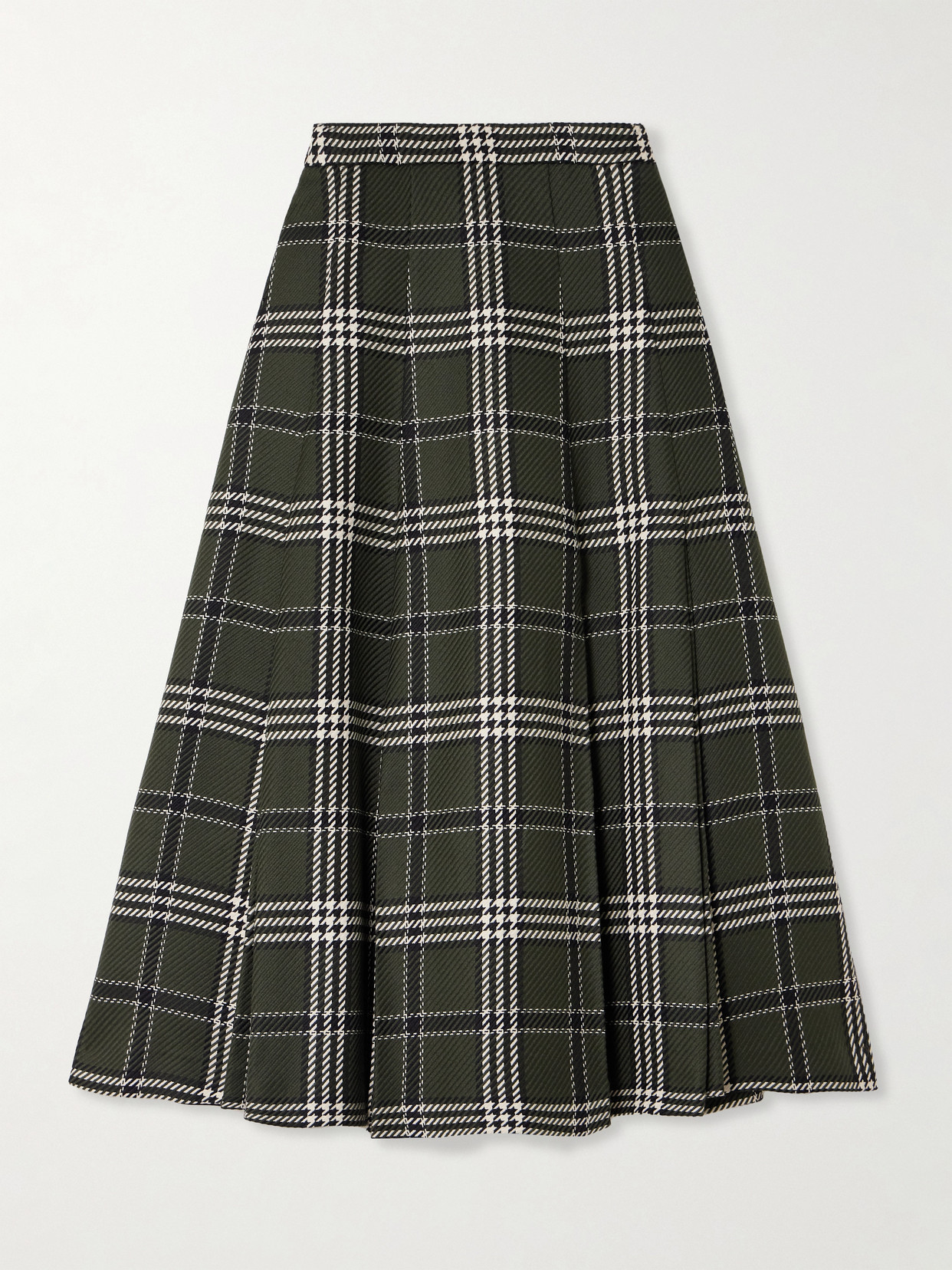 Emilia Wickstead Kensie Checked Wool-blend Midi Skirt In Green