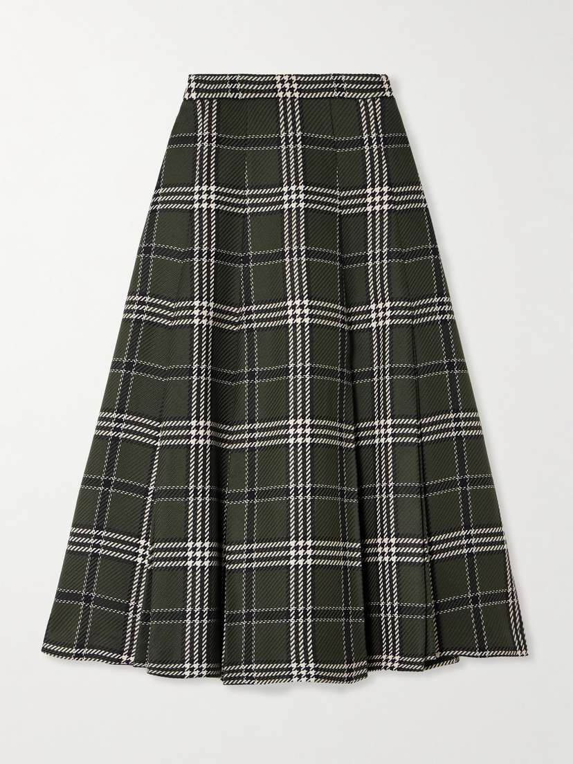 Emilia Wickstead Kensie Checked Wool-blend Midi Skirt
