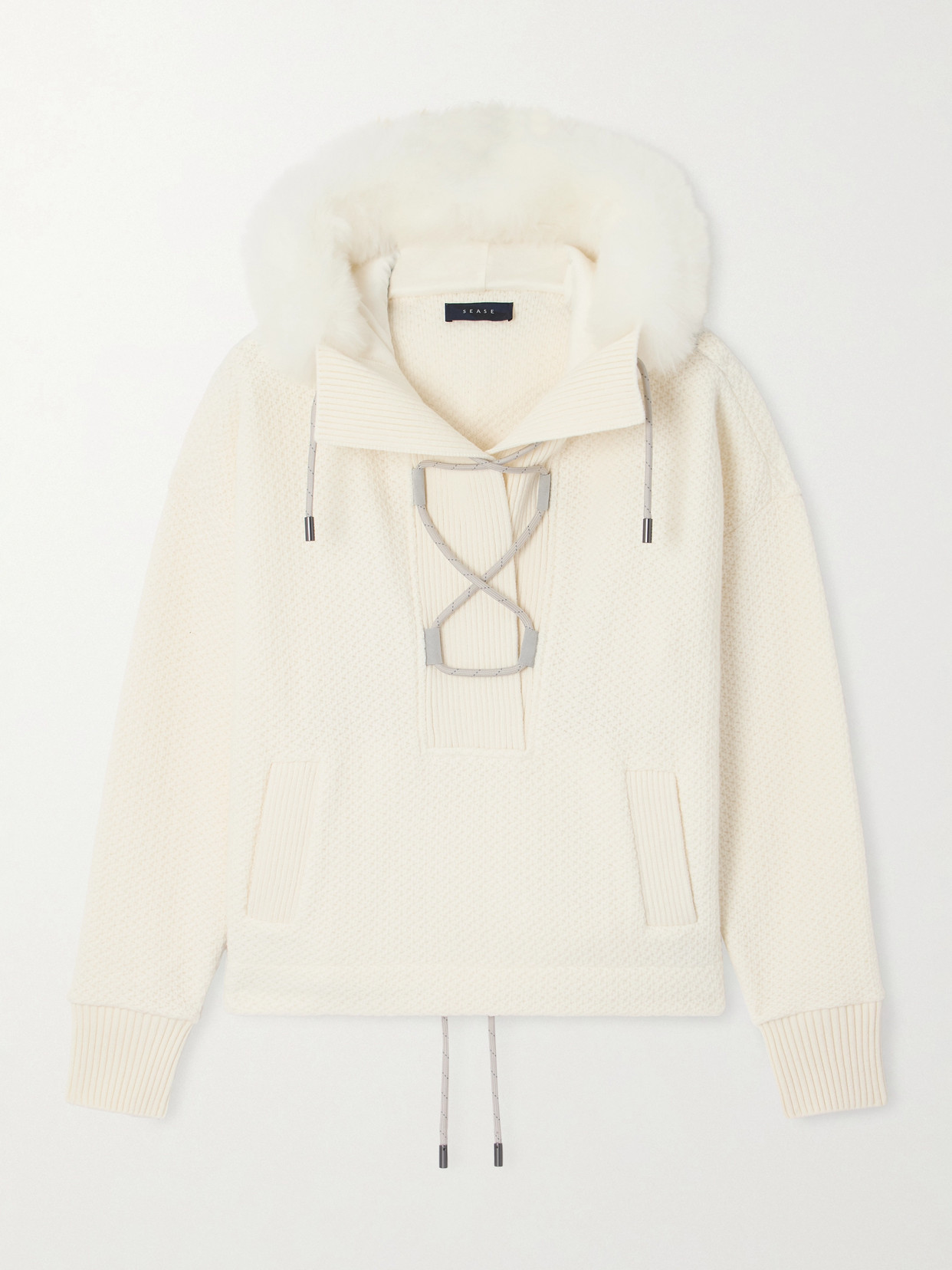 Sease Shearling-trimmed Wool Hoodie In White