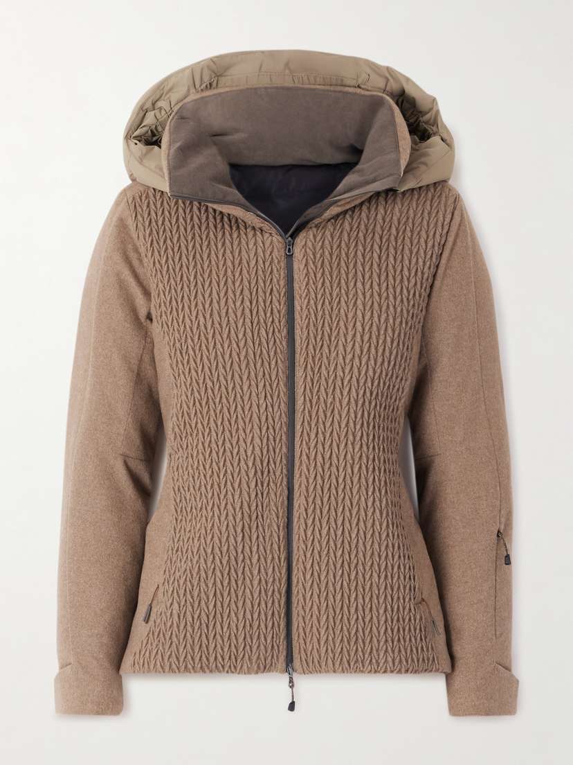 Sease Armor 2.0 Hooded Padded Cable-knit Cashmere Ski Jacket