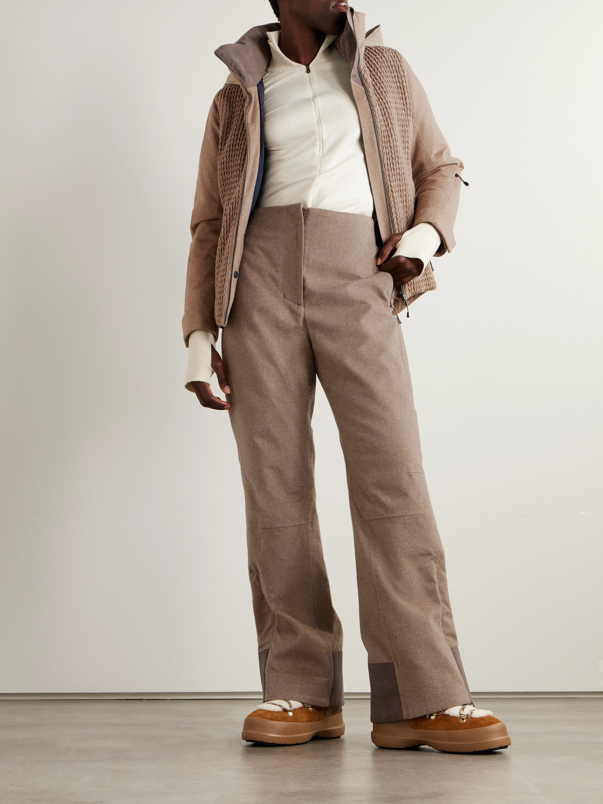 Armor 2.0 Hooded Padded Cable-Knit Cashmere Ski Jacket