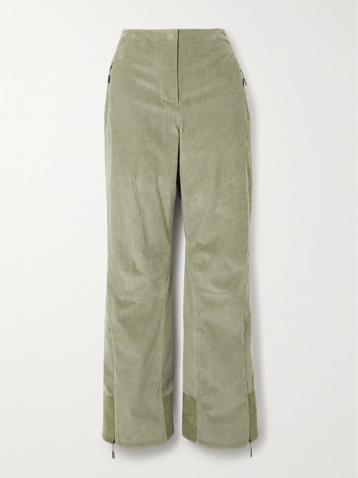 Sease Akuna Padded Corduroy Straight-leg Ski Pants In Green