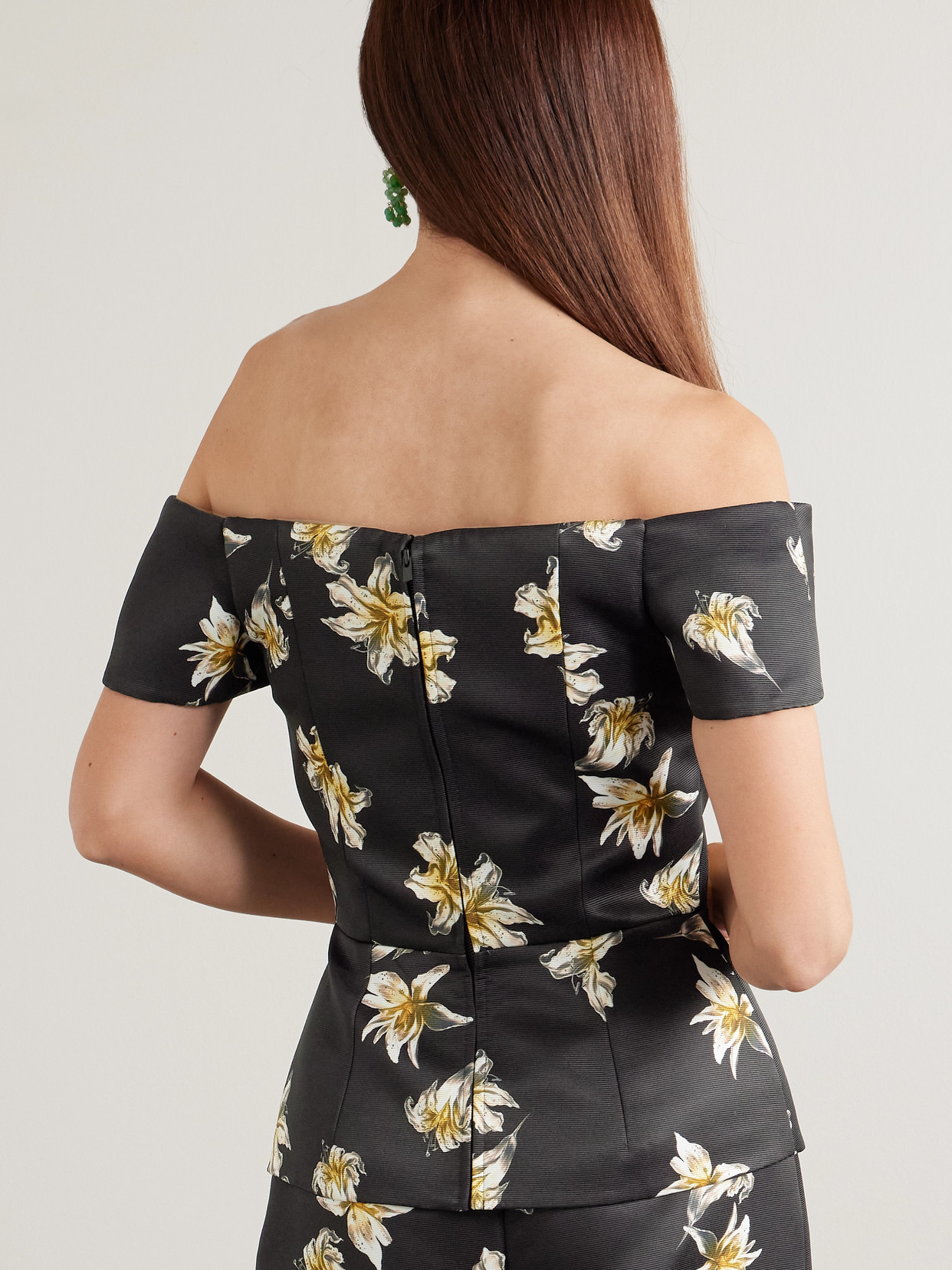 Souline Off-The-Shoulder Floral-Print Faille Bustier Top