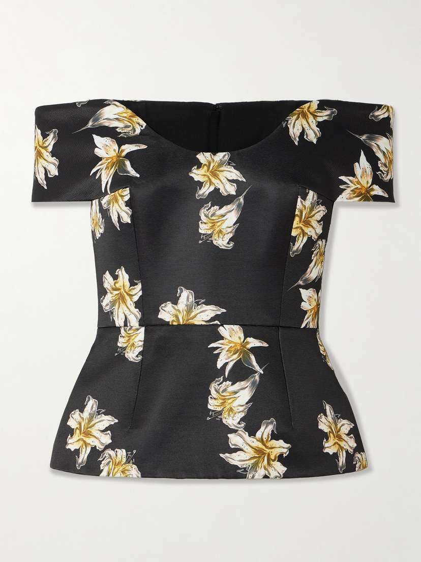 Emilia Wickstead Souline Off-the-shoulder Floral-print Faille Bustier Top