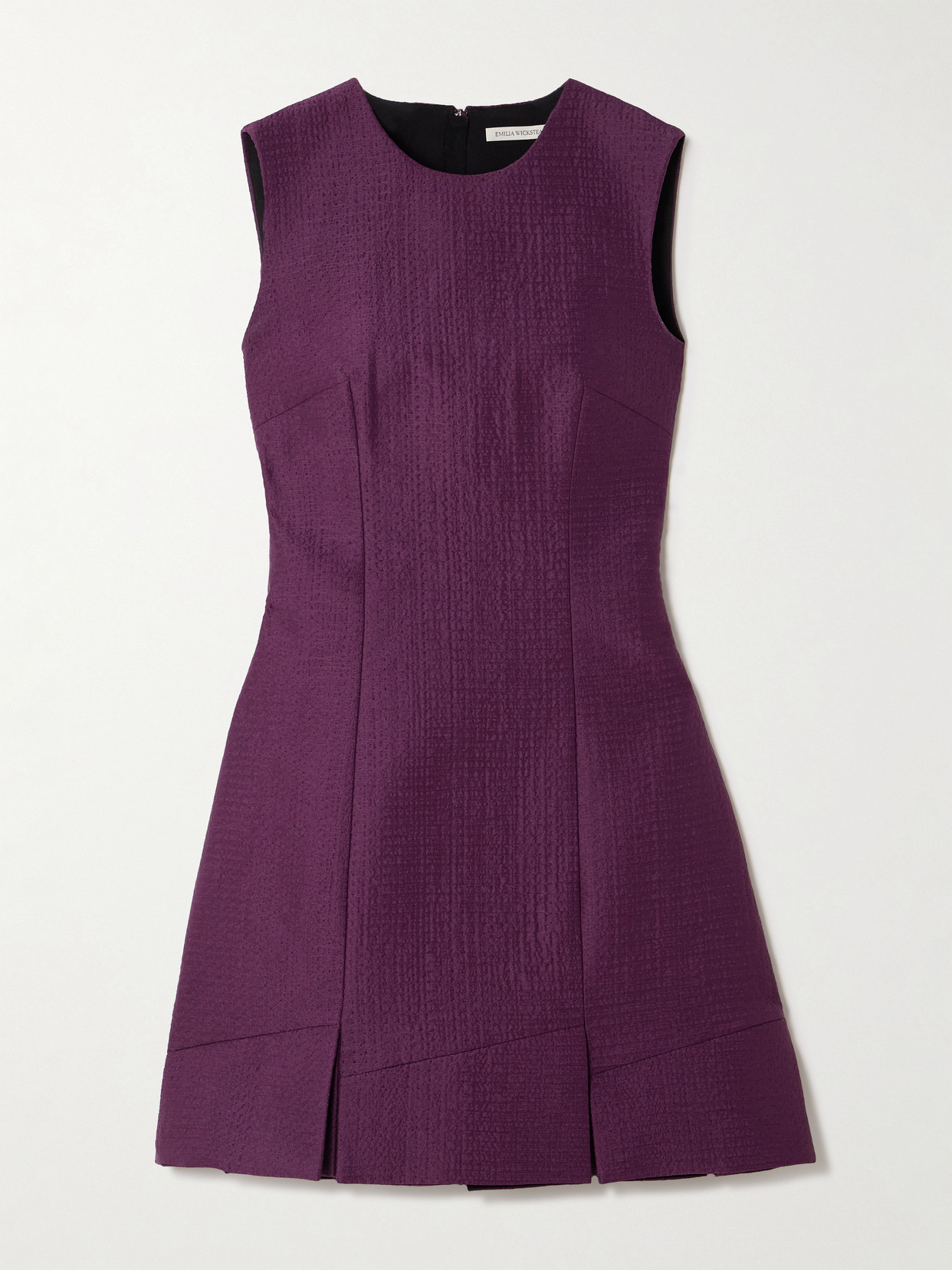 Emilia Wickstead Petronella Pleated Cloqué Mini Dress In Purple