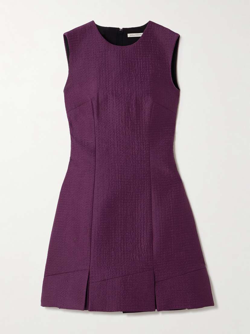 Emilia Wickstead Petronella Pleated Cloqué Mini Dress
