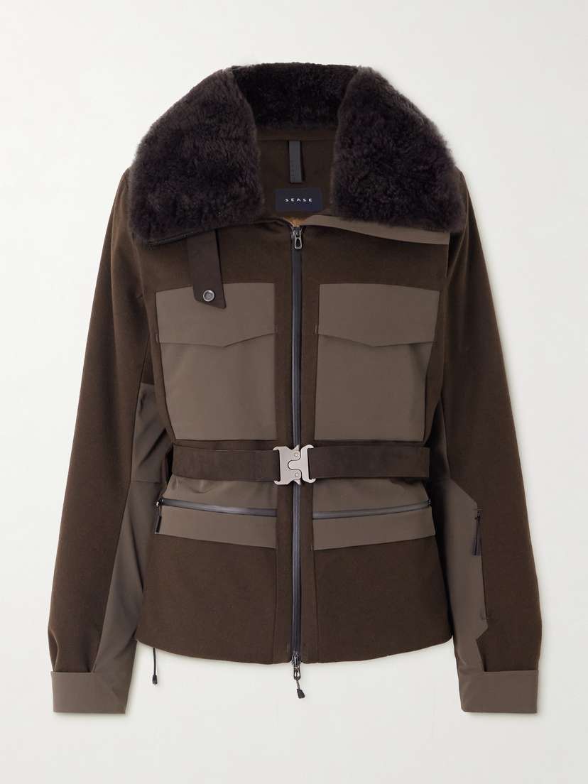 Sease Belted Plush And Twill-trimmed Wool And Cashmere-blend Felt Down Ski Jacket
