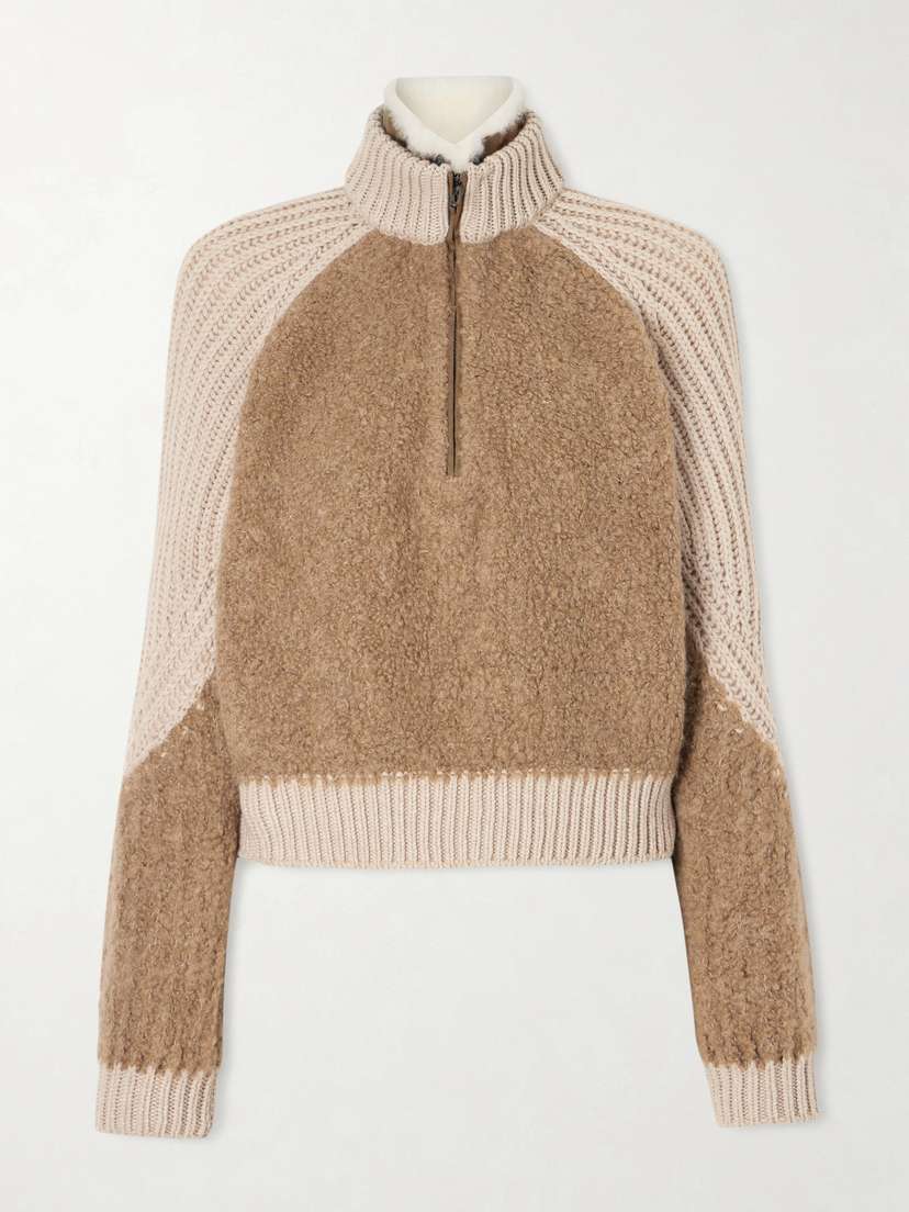 Sease Alsek Alpaca-blend And Ribbed Cashmere Half-zip Sweater