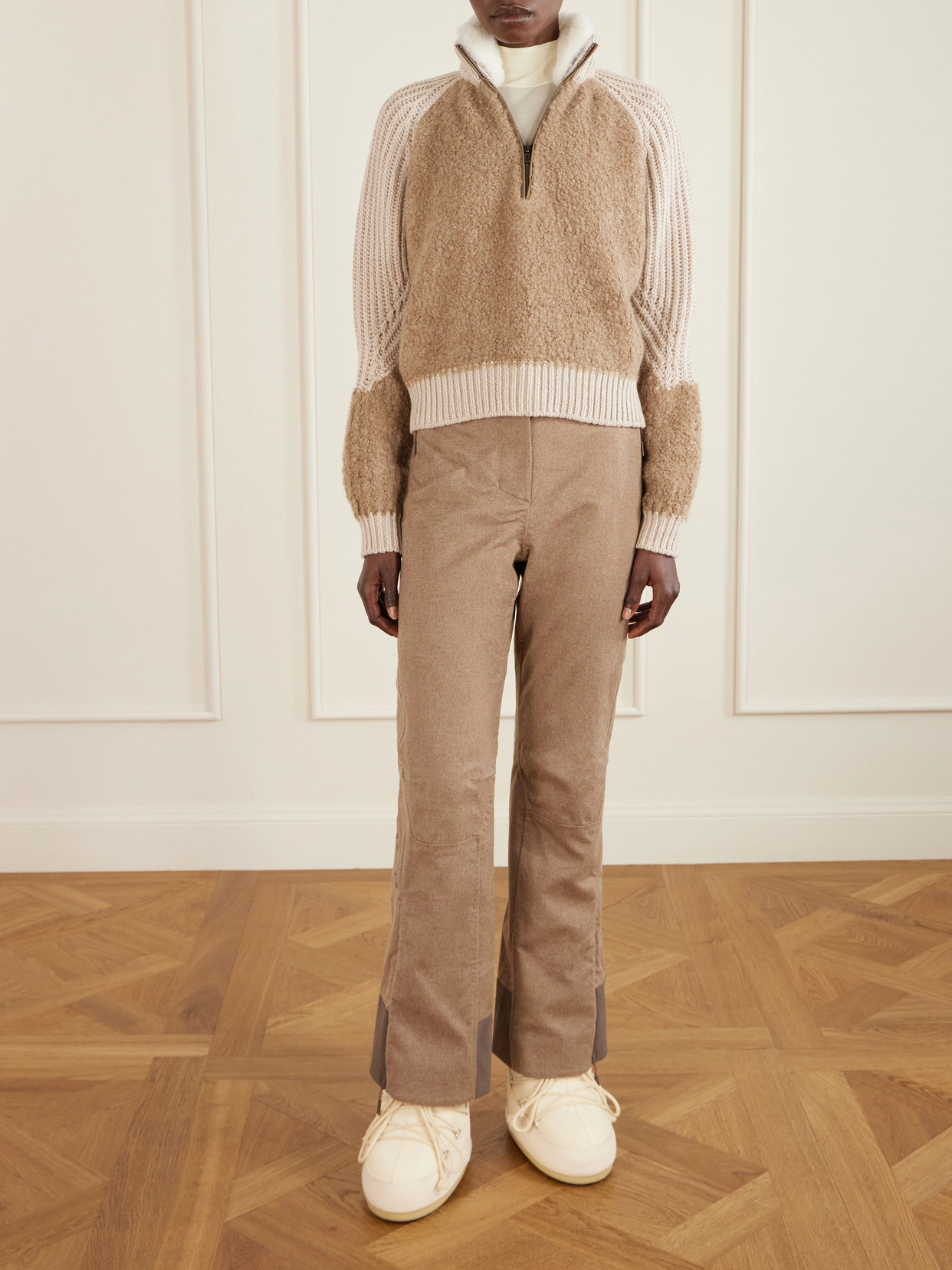 Alsek Alpaca-Blend And Ribbed Cashmere Half-Zip Sweater