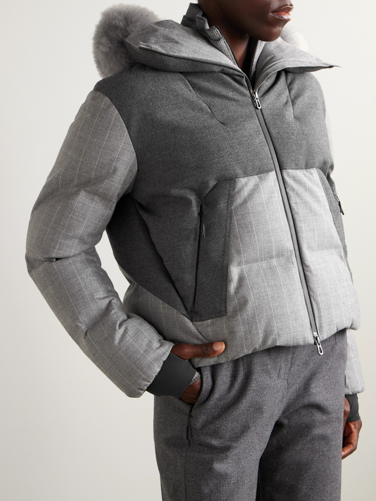 Arlo Vampire 3.0 Hooded Quilted Striped Cashmere-Blend Down Ski Jacket