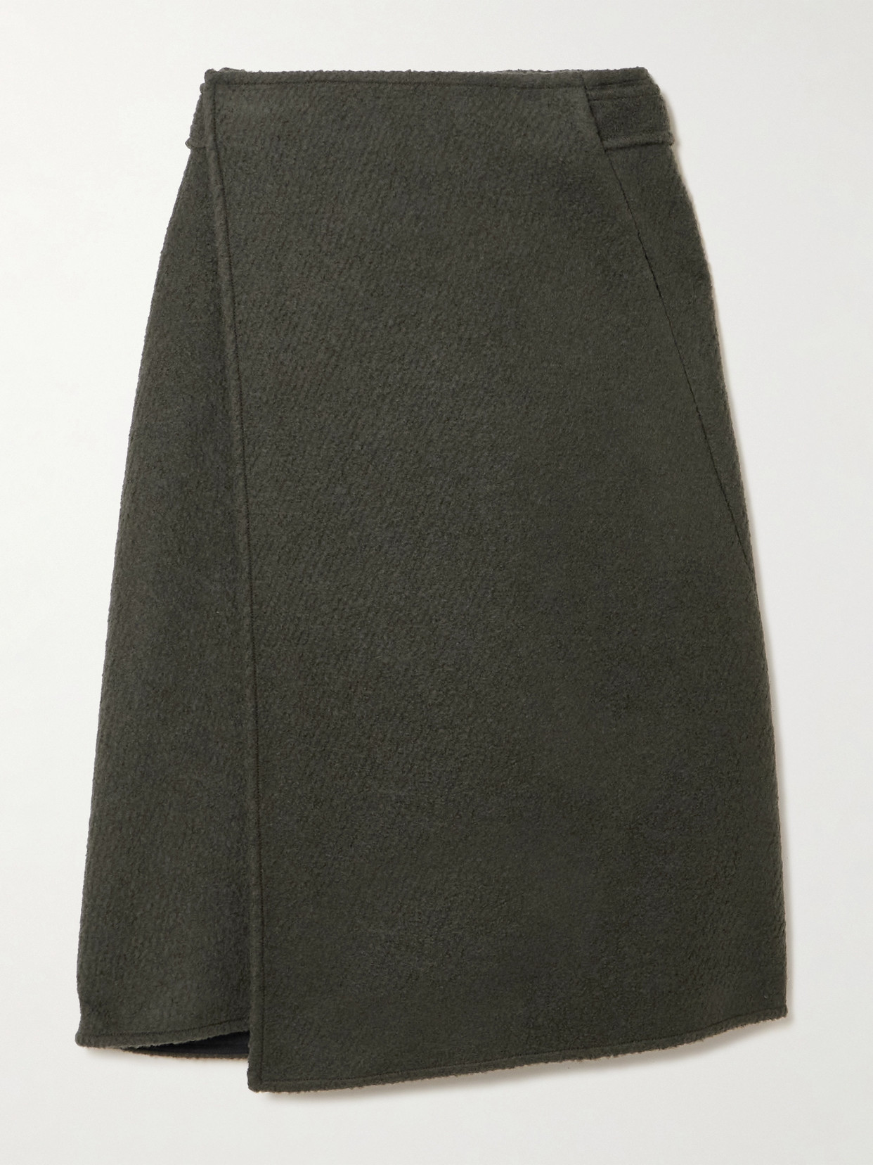 Proenza Schouler Bodhi Wool-blend Bouclé-twill Midi Wrap Skirt In Green