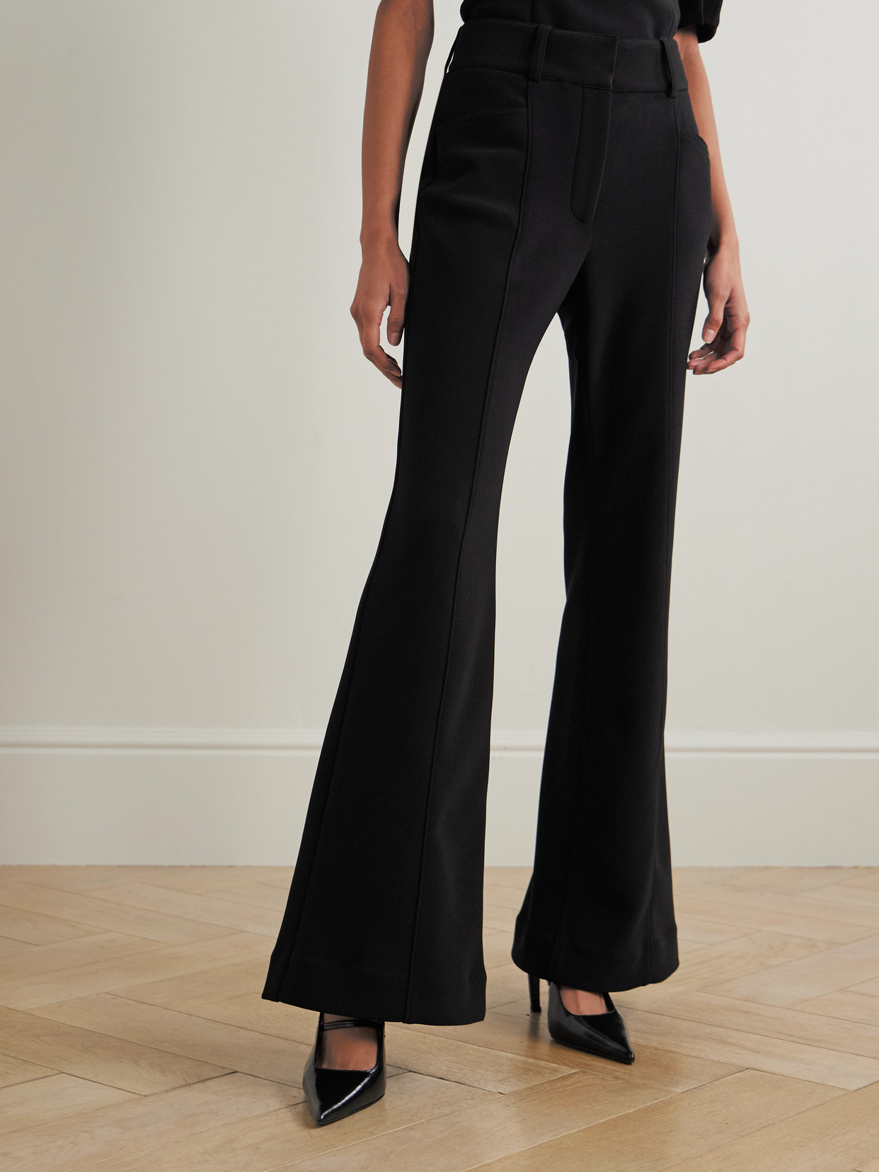 Proenza Schouler Kalea Stretch-crepe Flared Pants In Black