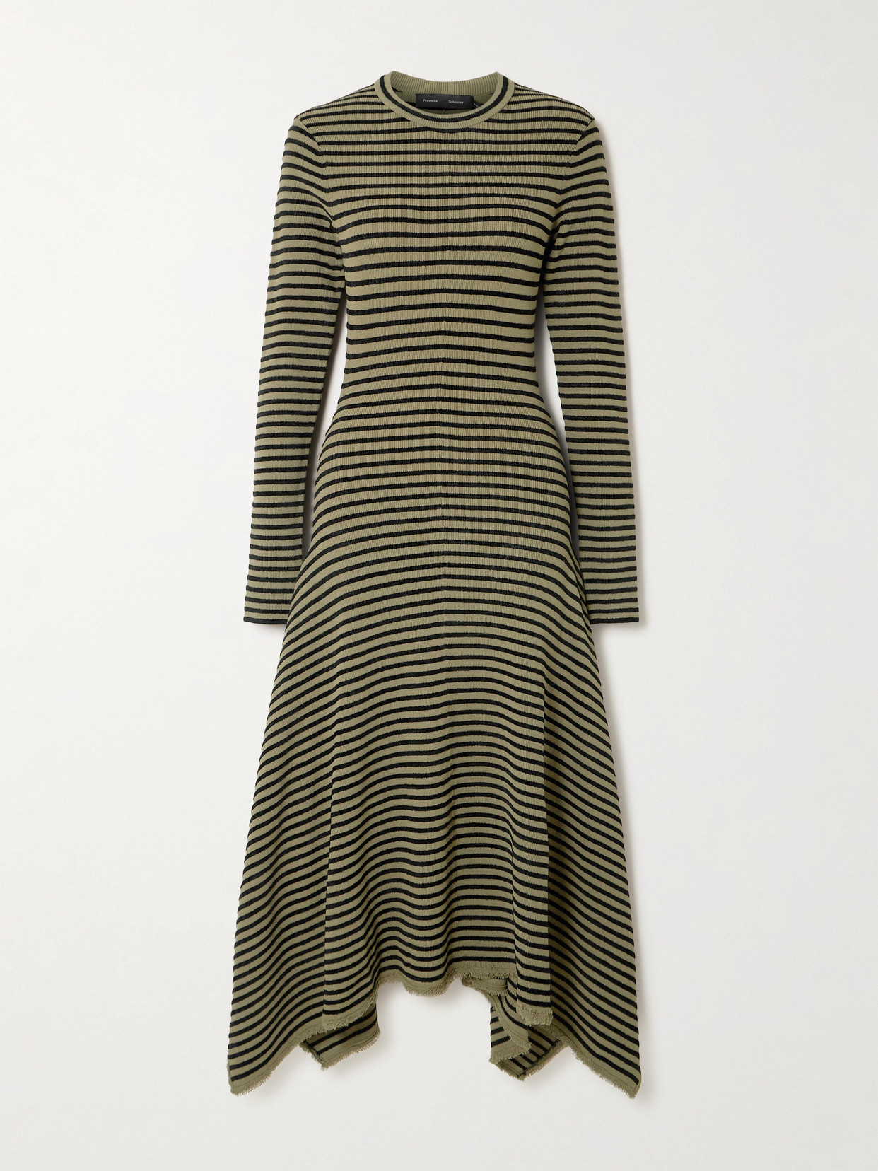 Proenza Schouler Didi Frayed Striped Knitted Midi Dress In Multi