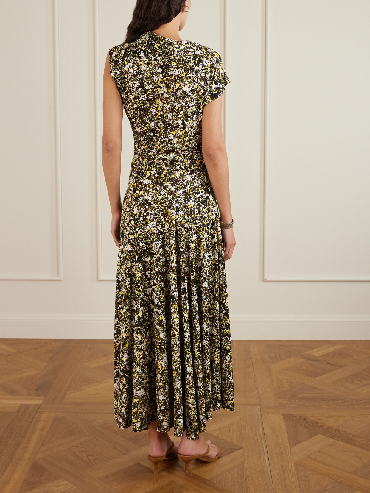 Proenza Schouler Tamara Asymmetric Draped Printed Jersey Maxi Dress In Multi